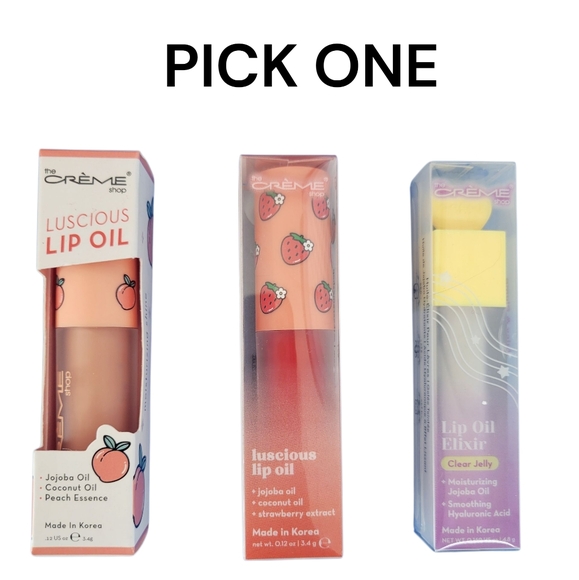 The Crème Shop Lip Oil In Peach, Strawberry Or Twinkle - Picture 1 of 11